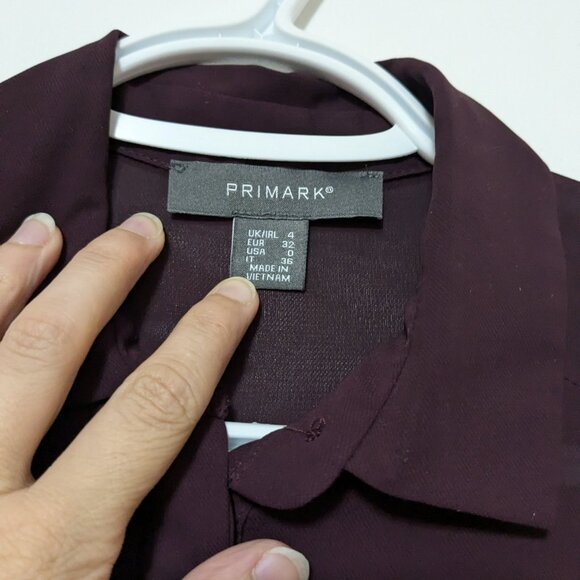 Primark Sheer Button Down Shirt with Pockets Burgundy Size 0 - Picture 2 of 6